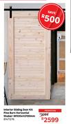 Interior Sliding Door Kit Pine Barn Horizontal Shaker W930 x H2100mm 81471276