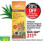 Vita Force Herbals Original Schweden Bitter Digestive Tonic-500ml
