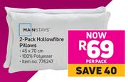 Mainstays 2 Pack Hollowfibre Pillows - Per Pack