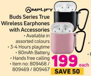 Amplify Buds Series True Wireless Earphones With Accessories-Each