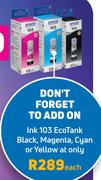 Epson Ink 103 Eco Tank Black, Magenta, Cyan & Yellow-Each