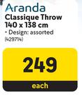 Aranda Classique Throw 140 x 138cm-Each
