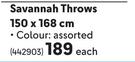 Aranda Savannah Throws 150 x 168cm-Each