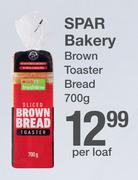 Spar Bakery Brown Toaster Bread-700g Per Loaf