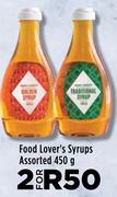 Food Lover's Syrups Assorted-For 2 x 450g