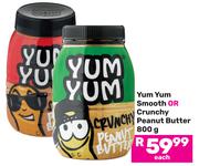 Yum Yum Smooth Or Crunchy Peanut Butter-800g Each