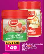Nola Original Mayonnaise 380g Plus Nola Sandwich Spread 270g-For Any 2