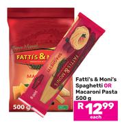 Fatti's & Moni's Spaghetti Or Macaroni Pasta-500g Each