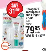 Nuby Citroganix Toothpaste & Finger Brush-20g Each