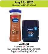 Vaseline Lotions Or Creams-For 2 x 400ml
