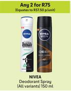 Nivea Deodorant Spray (All Variants)-For 2 x 150ml