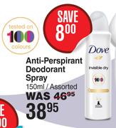 Dove Anti Perspirant Deodorant Spray Assorted-150ml