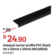 Arcansas Unequal Corner Profile (PVC Black) 1 m x 25 mm x 20 mm