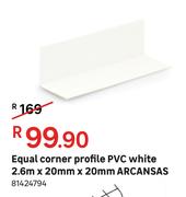 Arcansas Equal Corner Profile (PVC White) 2.6 m x 20 mm x 20 mm
