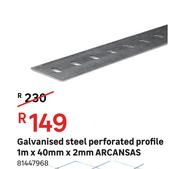 Arcansas Galvanised Steel Perforated Profile 1 m x 40 mm x 2 mm