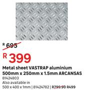 Arcansas Metal Sheet Vastrap (Aluminium) 500 mm x 250 mm x 1.5 mm
