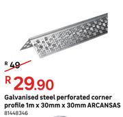 Arcansas Galvanised Steel Perforated Corner Profile 1 m x 30 mm x 30 mm