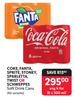 Coke, Fanta, Sprite, Stoney, Sparletta, Twist Or SCHWEPPES Soft Drinks-For Any 4 x 6 x 300ml
