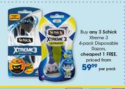 Schick Xtreme 3 4 Pack Disposable Razors-Per Pack