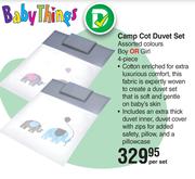 Baby Things Camp Cot Duvet Set Assorted Colours Boy Or Girl 4 Piece-Per Set
