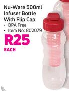 Nu-Ware Infuser Bottle With Flip Cap 500ml-Each