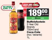 Buffelsfontein 3 Year Old Brandy 750ml & Coca Cola 1L-Both For