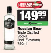 Russian Bear Triple Distilled Vodka-750ml Each