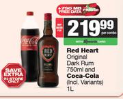 Red Heat Original Dark Rum 750ml & Coca Cola 1L-Both For