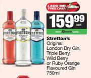 Stretton's Original London Dry Gin,Triple Berry,Wild Berry Or Ruby Orange Flavoured Fin-750ml Each