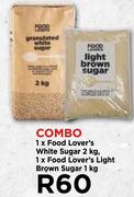1 x Food Lover's White Sugar 2kg & 1 x Food Lover's Light Brown Sugar 1kg Combo-Per Combo
