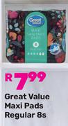 Great Value Maxi Pads Regular-8s