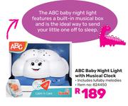 ABC Baby Night Light With Musical Clock
