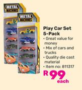 Metal Machine Play Car Set 5 Pack (811317)-Each