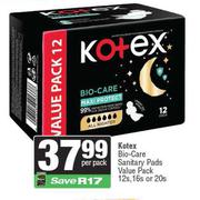 Kotex Bio Care Sanitary Pads Value Pack-12s, 16s Or 20s Per Pack