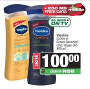 Vaseline Lotion Or Cream Assorted-For 2 x 400ml