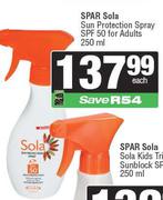 Spar Sola Sun Protection Spray SPF50 For Adults-250ml Each