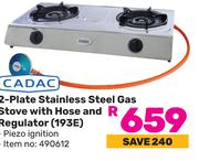 Cadac 2 Plate Stainless Steel Gas Stove With Hose & Regulator 193E