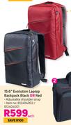15.6" Evolution Laptop Backpack Black Or Red-Each