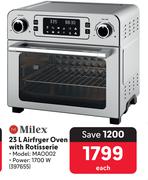 Milex 23L Air Fryer Oven With Rotisserie MAO002
