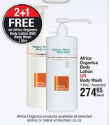 Africa Organics Body Lotion Or Body Wash Assorted-1L Each