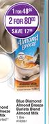 Blue Diamond Almond Breeze Barista Blend Almond Milk-For 2 x 1L