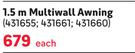 Terrace Leisure 1.5m Multiwall Awning-Each