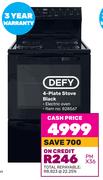 Defy 4 Plate Stove Black