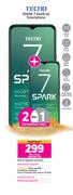 2 x Tecno Spark 7 64GB 4G Smartphone-On Red Flexi 130 + On Promo 70
