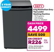 Defy 8Kg Manhattan Grey Top Loader Washing Machine