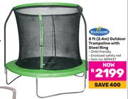 Bounceking 8 Ft (2.4m) Outdoor Trampoline With Steel Ring 