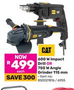 CAT 600W Impact Drill Or 750W Angle Grinder 115mm-Each