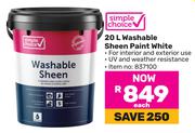 Simple Choice 20L Washable Sheen Paint White
