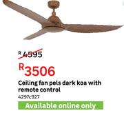 Ceiling Fan Pels Dark Koa With Remote Control 4297C927
