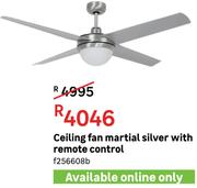 Ceiling Fan Martial Silver With Remote Control F256608B